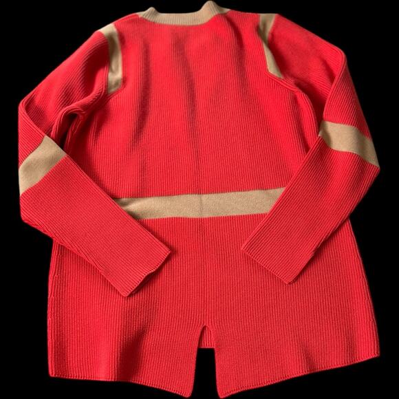 EUC Per Se By Carlisle Orange/Red & Tan Ribbed Sweater Size Large - Picture 2 of 7